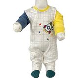 Aziz Bebe Uzay Desenli Çıtçıtlı Ayaklı (Patikli) Tulum 0-6 Ay - Ekru - 0 - 3 Ay