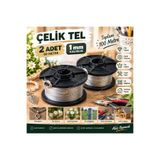 AZİZ OYUNCAK 🧵 2’li paket bobin 50 Metre 1mm Çelik Tel – 100 Metre Takı Taç Çiçek Hobi Tamir Çit