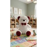 AZİZ OYUNCAK 🤍❤️ 65 cm Beyaz Bordo Peluş Ayıcık, Büyük Boy Yumoş Oyuncak, Sevimli Hediyelik