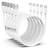 AZMOGDT [Apple MFi Sertifikalı] iPhone Şarj Cihazı 5 Paket [6/6/6/10/10FT] Uzun Yıldırım Kablosu Hızlı Şarj Kablosu iPhone Şarj Kablosu Uyumlu iPhone 14/14 Pro/Max/13/12/11 Pro Max/XS MAX/XR/XS/X/8/7/Plus