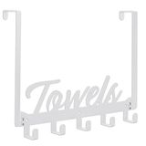 Azmoncy 1 Paket Kapı Kancası, Banyo Havlu Askısı Ağır Hizmet Tipi Asmak için Havlu Askısı, Duvara Monte Havlu Askısı, Yatak Odası Banyo Mutfak Havluları için 5 Kancalı, Beyaz