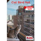 Azmtürkiye Balkon Filesi 2,5x9 Mt Kedi Balkon Filesi Balkon Kuş Filesi Balkon Güvenlik Filesi (KANCA VE DÜBEL)