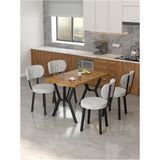 Azra 70 x 110 cm Atlantik Mutfak Masası, Mutfak Masası Takımı, Yemek Masası, 4 Açık Gri Sandalye