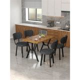 Azra 70 x 110 cm Atlantik Mutfak Masası, Mutfak Masası Takımı, Yemek Masası, 4 Antrasit Sandalye