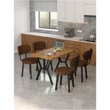 Azra 70 x 110 cm Atlantik Mutfak Masası, Mutfak Masası Takımı, Yemek Masası, 4 Kahverengi Sandalye