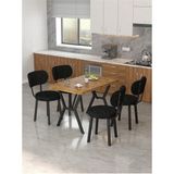 Azra 70 x 110 cm Atlantik Mutfak Masası, Mutfak Masası Takımı, Yemek Masası, 4 Siyah Sandalye
