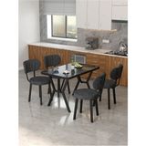 Azra 70 x 110 cm Bendir Mutfak Masası, Mutfak Masası Takımı, Yemek Masası, 4 Antrasit Sandalye