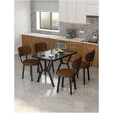 Azra 70 x 110 cm Bendir Mutfak Masası, Mutfak Masası Takımı, Yemek Masası, 4 Kahverengi Sandalye