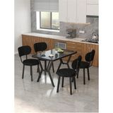 Azra 70 x 110 cm Bendir Mutfak Masası, Mutfak Masası Takımı, Yemek Masası, 4 Siyah Sandalye