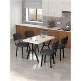 Azra 70 x 110 cm Beyaz Mutfak Masası, Mutfak Masası Takımı, Yemek Masası, 4 Antrasit Sandalye