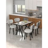 Azra 70 x 110 cm Efes Mutfak Masası, Mutfak Masası Takımı, Yemek Masası, 4 Açık Gri Sandalye