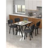 Azra 70 x 110 cm Efes Mutfak Masası, Mutfak Masası Takımı, Yemek Masası, 4 Antrasit Sandalye
