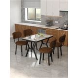 Azra 70 x 110 cm Efes Mutfak Masası, Mutfak Masası Takımı, Yemek Masası, 4 Kahverengi Sandalye