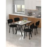 Azra 70 x 110 cm Efes Mutfak Masası, Mutfak Masası Takımı, Yemek Masası, 4 Siyah Sandalye