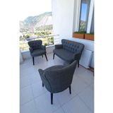 Azra Aksesuar Balkon Koltuğu-Berjer-Koltuk Takımı -Çay Seti Koltuk-Gri-Keten -Ofis Koltuğu -Ahşap