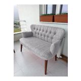 Azra Aksesuar Ikili Balkon Koltugu - Kanepe - Keten Kumaş - Bekleme Koltugu-çay Seti Koltugu - Krem
