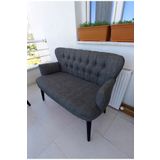 Azra Aksesuar Ikili Balkon Koltugu - Kanepe - Keten Kumaş - Bekleme Koltugu- Gri