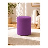 Azra Aksesuar Lila Welsoft Kumaş Puf 40x50 cm Yuvarlak Puf Dekoratif Oturma Pufu Yumuşak Dokulu Modern Puf