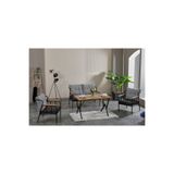 Azra Aksesuar Paris 4 Kişilik Ahşap Kollu Modern Bahçe Balkon Salon Oturma Grubu Takımı - Mavi Gri