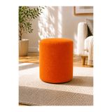 Azra Aksesuar Turuncu Welsoft Kumaş Puf 40x50 cm Yuvarlak Puf Dekoratif Oturma Pufu Yumuşak Dokulu Modern Puf