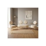 Azra Aksesuar Venüs Krem Deri Koltuk Takımı 2+1+1 Cappuccino Metal İskeletli Modern Ofis Ev Kullanımı Bekleme Koltuğu