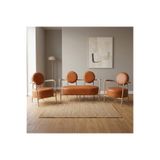 Azra Aksesuar Venüs Taba Deri Koltuk Takımı 2+1+1 Cappuccino Metal İskeletli Modern Ofis Ev Kullanımı Bekleme Koltuğu