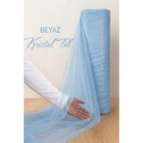 AZRA KINA Bebe Mavisi Süsleme Tülü, 1 METRE, Nişan Tülü Bohça Tülü, Gelin Damat Düğün Konvoy Kapı Valiz Süsleme, Kristal Tül, Hediye Süsü, 100 cm