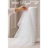 AZRA KINA Beyaz Hayal Süsleme Tülü, 1 METRE, Nişan Tülü Bohça Tülü, Gelin Damat Düğün Konvoy Kapı Valiz Süsleme, Hayal Tül, Hediye Süsü, 100 cm