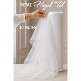 AZRA KINA Beyaz Hayal Süsleme Tülü, 10 METRE, Nişan Tülü Bohça Tülü, Gelin Damat Düğün Konvoy Kapı Valiz Süsleme, Hayal Tül, Hediye Süsü, 1000 cm