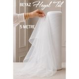 AZRA KINA Beyaz Hayal Süsleme Tülü, 5 METRE, Nişan Tülü Bohça Tülü, Gelin Damat Düğün Konvoy Kapı Valiz Süsleme, Hayal Tül, Hediye Süsü, 500 cm
