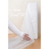 AZRA KINA Beyaz Süsleme Tülü, 1 METRE, Nişan Tülü Bohça Tülü, Gelin Damat Düğün Konvoy Kapı Valiz Süsleme, Kristal Tül, Hediye Süsü, 100 cm