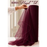 AZRA KINA Bordo Hayal Süsleme Tülü, 1 METRE, Nişan Tülü Bohça Tülü, Gelin Damat Düğün Konvoy Kapı Valiz Süsleme, Hayal Tül, Hediye Süsü, 100 cm