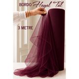 AZRA KINA Bordo Hayal Süsleme Tülü, 5 METRE, Nişan Tülü Bohça Tülü, Gelin Damat Düğün Konvoy Kapı Valiz Süsleme, Hayal Tül, Hediye Süsü, 500 cm