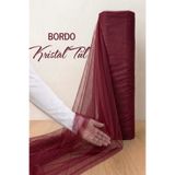 AZRA KINA Bordo Süsleme Tülü, 1 METRE, Nişan Tülü Bohça Tülü, Gelin Damat Düğün Konvoy Kapı Valiz Süsleme, Kristal Tül, Hediye Süsü, 100 cm