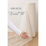 AZRA KINA Kırık Beyaz Süsleme Tülü, 1 METRE, Nişan Tülü Bohça Tülü, Gelin Damat Düğün Konvoy Kapı Valiz Süsleme, EKRU Kristal Tül, Hediye Süsü, 100 cm