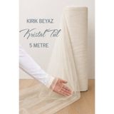 AZRA KINA Kırık Beyaz Süsleme Tülü, 5 METRE Nişan Tülü Bohça Tülü, Gelin Damat Düğün Konvoy Kapı Valiz Süsleme, EKRU Kristal Tül, Hediye Süsü, 500 cm