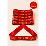 AZRA KINA Kırmızı Nedime Kurdelesi, Kol Bandı, Söz Nişan Düğün Kına Gecesi Eğlence Hediyelik Kol Kurdelesi, Kolluk 3 Adet