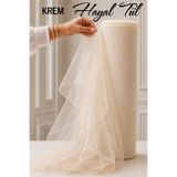 AZRA KINA Krem Hayal Süsleme Tülü, 1 METRE, Nişan Tülü Bohça Tülü, Gelin Damat Düğün Konvoy Kapı Valiz Süsleme, Hayal Tül, Hediye Süsü, 100 cm