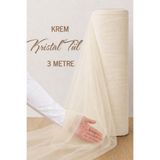 AZRA KINA Krem Süsleme Tülü, 3 METRE, Nişan Tülü Bohça Tülü, Gelin Damat Düğün Konvoy Kapı Valiz Süsleme, Kristal Tül, Hediye Süsü, 300 cm