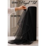 AZRA KINA Siyah Hayal Süsleme Tülü, 10 METRE, Nişan Tülü Bohça Tülü, Gelin Damat Düğün Konvoy Kapı Valiz Süsleme, Hayal Tül, Hediye Süsü, 1000 cm