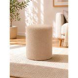 Azra Mobilya Cappucino Welsoft Kumaş Puf 40X50 cm Yuvarlak Puf Dekoratif Oturma Pufu Yumuşak Dokulu Modern Puf - Cappuccino
