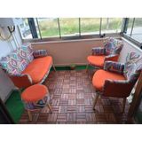 Azra Mobilya Çay Seti Koltuk Takımı - Cafe - Balkon - Bahçe - Ofis Mobilyası - Salon Oturma Grubu KARIŞIK DESEN KİREMİT