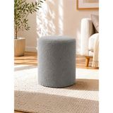 Azra Mobilya Gri Welsoft Kumaş Puf 40X50 cm Yuvarlak Puf Dekoratif Oturma Pufu Yumuşak Dokulu Modern Puf