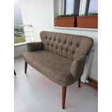 Azra Mobilya Ikili Balkon Koltugu - Kanepe - Keten Kumaş - Bekleme Koltugu-çay Seti Koltugu - Kahverengi KAHVERENGİ