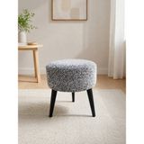 Azra Mobilya Kırçıllı Gri Welsoft Kumaş Yuvarlak Puf Ahşap Ayaklı Demonte Modern Puf Tabure 40X42 cm - 40 cm çap