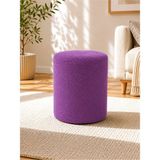 Azra Mobilya Lila Welsoft Kumaş Puf 40X50 cm Yuvarlak Puf Dekoratif Oturma Pufu Yumuşak Dokulu Modern Puf