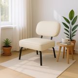 Azra Mobilya - Luna Model Modern Tekli Koltuk Berjer Sandalye - Deri Kumaş - Krem