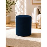 Azra Mobilya Mavi Welsoft Kumaş Puf 40X50 cm Yuvarlak Puf Dekoratif Oturma Pufu Yumuşak Dokulu Modern Puf