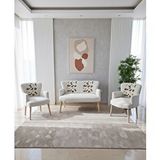 Azra Mobilya Roma 2+1+1 Punch Dokumalı Kumaşlı Balkon Çay Seti Koltuk Takımı - Ahşap Ayak - Çiçek Desen Çok Renkli