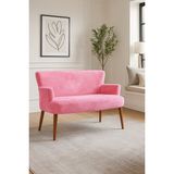 Azra Mobilya - Roma Modern Ikili Koltuk Kanepe - Welsoft Yumuşak Kumaş - Ahşap Ayak - Pembe - Seçenek